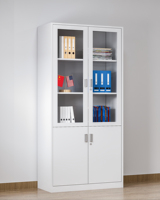 Armoire de rangement en métal durable avec portes doubles en verre pour le classement de documents de bureau