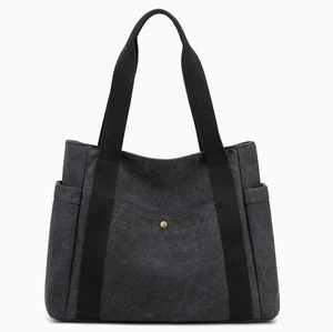 Gray Canvas <b>Women</b> <b>Messenger</b> <b>Bag</b> Tote Shoulder Handbag Zipper Closure Large Capacity Polyester Lining for Daily Travel Shopping - Product Image 5