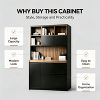 Meuble de rangement moderne 2026 avec tiroirs, étagères ouvertes, grande capacité, bibliothèque en bois, buffet pour salon
