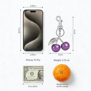 Llavero de cereza de la cultura pop, accesorios de llavero con dije de cereza para bolso, regalos para mujer, dijes para bolso, colgante para bolso, venta al por mayor RTS - Product Image 2