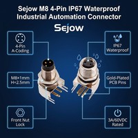 Sejow M8 4-Pin A-Kodierung IP67 Wasserdichter PCB-Winkelstecker M8X1mm H=2,5mm Vordere Mutterverriegelung Industrielle Automatisierung