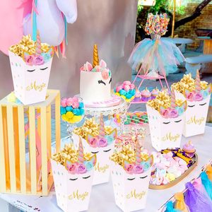 Cajas mágicas de recuerdo de fiesta de unicornio, cajas de golosinas de palomitas de maíz para fiesta de bienvenida de bebé o fiesta de cumpleaños - Product Image 1