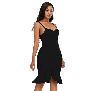 Robe d'été moulante Sexy et décontractée, tenue de soirée à bandes fendues, Mini découpe personnalisée, 2021 - Product Image 3