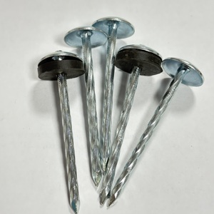 Clous de toiture galvanisés à tête parapluie, tige torsadée, en acier zingué bleu et blanc pour la construction de toitures - Product Image 5