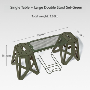 Premium Heavy Duty Iron Folding Outdoor <b>Table</b> and Chairs Portable Set for Fishing Hiking Camping Picnic BBQ Travel - Product Image 2