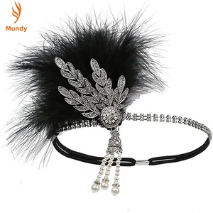 Serre-tête Art Déco des <span class=keywords><strong>années</strong></span> 20 avec plumes, style Charleston, pour femme, inspiré du Grand Gatsby - Product Image 5