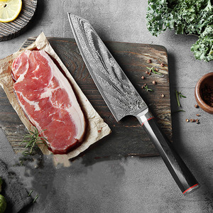 Couteau <span class=keywords><strong>de</strong></span> chef <span class=keywords><strong>japonais</strong></span> <span class=keywords><strong>haut</strong></span> <span class=keywords><strong>de</strong></span> <span class=keywords><strong>gamme</strong></span> <span class=keywords><strong>de</strong></span> 8 pouces avec lame en acier damas poignée G10 cadeau d'accessoire <span class=keywords><strong>de</strong></span> cuisine - Product Image 2