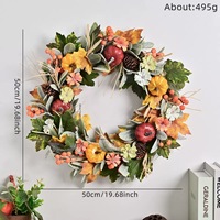 Guirlande de porte artificielle écologique de 50 cm pour Halloween, Pâques et Thanksgiving avec des fleurs décoratives et un design de citrouille