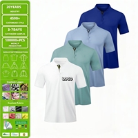 Chemise Henley pour homme, décontractée d'été, à manches courtes, col sans revers, personnalisable, vente en gros, polos de golf, 88% polyester, 12% élasthanne