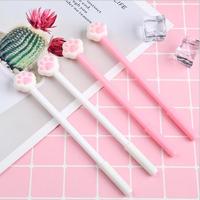 Stylo gel 3D en silicone en forme de patte de chat rose mignon, personnage de dessin animé, stylo à bille neutre