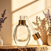 Flacon compte-gouttes de luxe 40 ml en verre dégradé avec bouchon doré, vide, pour sérum et huile essentielle, personnalisable avec logo, prix de gros usine
