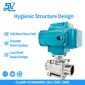 Valvola a Sfera Elettrica Sanitaria in Acciaio Inox a 3 Pezzi con Base di Montaggio ISO5211 per Uso Alimentare e Farmaceutico - Product Image 2