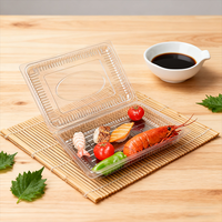 Contenants alimentaires en plastique PET transparents rectangulaires jetables et recyclables de la marque TIANCHOU, modèle JS-03, pour le bœuf, la viande, le poulet