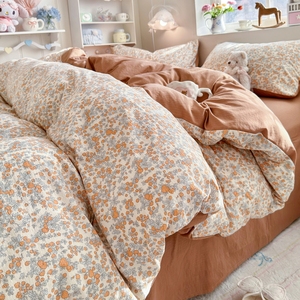 Hot Sale Cheap Price 100% Polyester OEKO-TEX Certified <strong>Small</strong> Floral <strong>Double</strong>-layer Gauze 4-Piece <strong>Duvet</strong> <strong>Cover</strong> Flat Sheet Set for - Product Image 5