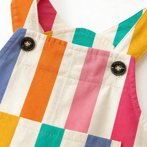<span class=keywords><strong>Salopette</strong></span> unisexe en coton sergé à rayures arc-en-ciel pour bébé, combinaison à bretelles réglables avec poche, vêtements de jeu personnalisables pour enfants - Product Image 3