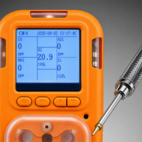 HIREP Pompa Hisap Portabel 5in1 Detektor Gas Multifungsi Monitor Keamanan Industri Ruang Terbatas CO H2S O2 CO2 Ex IP66 ATEX LEL