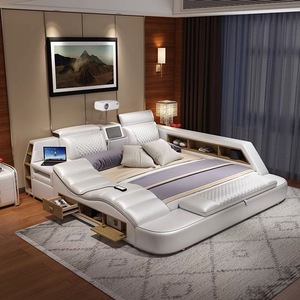 Proyector de piel auténtica de alta calidad de China, camas Tatami con cabezal de masaje, reproductor de música - Product Image 2
