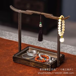 Chinese Style Wooden Snack Box 4 Compartment Standing Type Multifunction <b>Storage</b> <b>Tray</b> For Tea Table Candy Display - Product Image 3