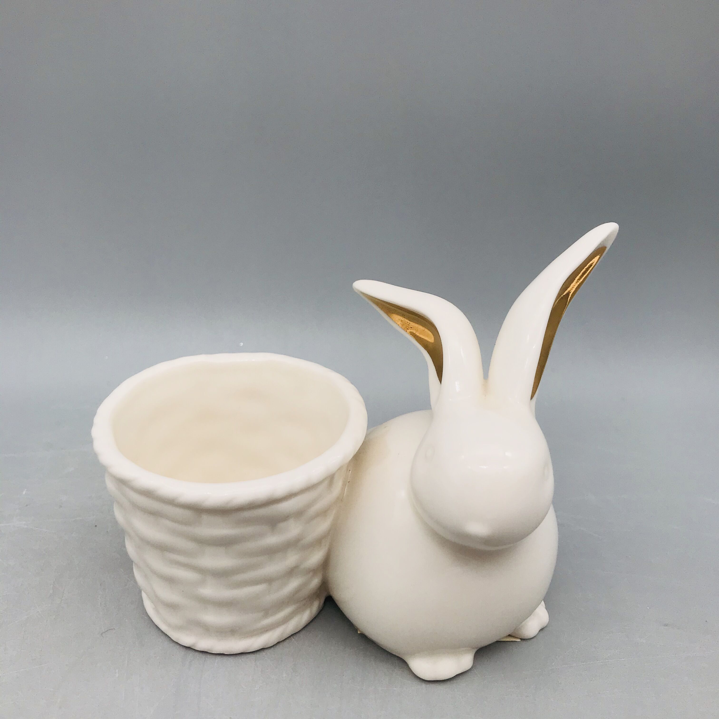 Маленький декоративный белый фарфоровый горшок с кроликом, минимальный заказ
