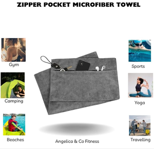 Toalla Deportiva de Secado Rápido y Absorbente de Sudor con Bolsillo Seguro para Teléfono - Product Image 3