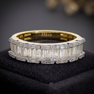Bague d'éternité classique en or 14 carats avec diamants naturels taille brillant, plaqué rhodium, cercle complet de luxe, cadeau de mariage et de fiançailles - Product Image 1