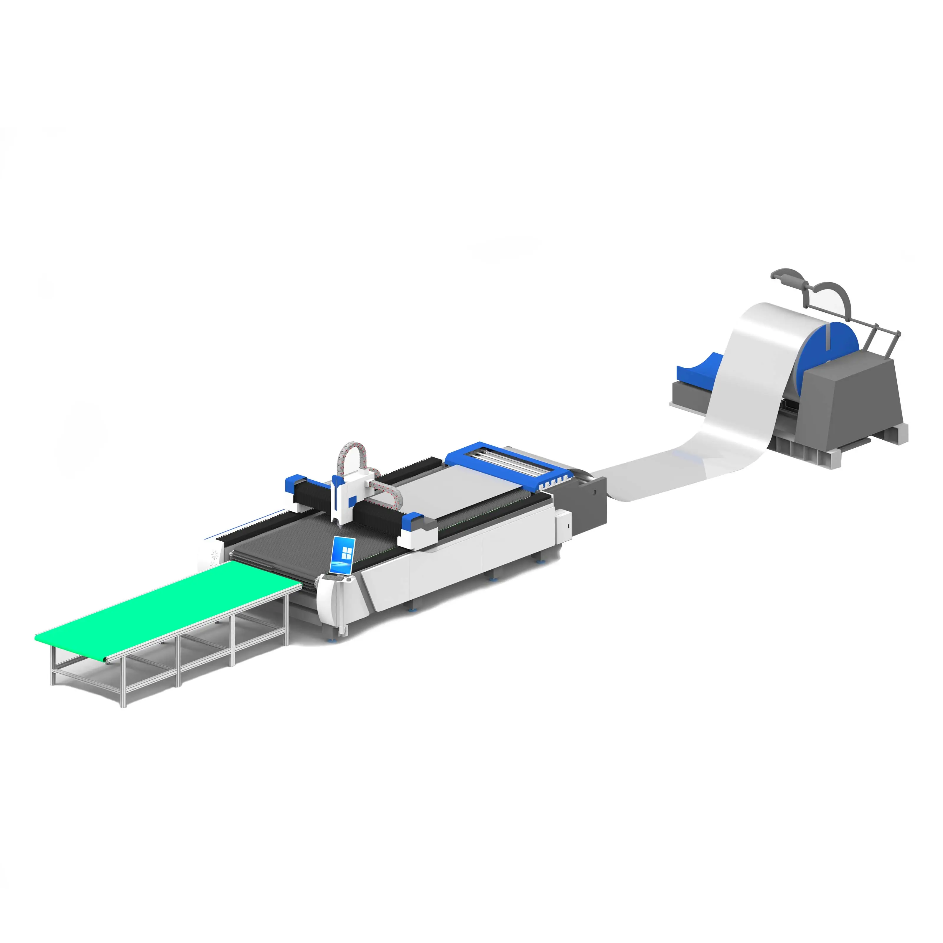 Dây chuyền sản xuất cuộn dây 1500W sợi máy cắt laser cho ăn tự động máy cắt laser