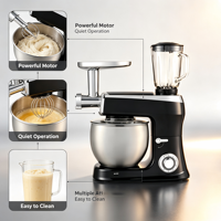 Batteur sur socle électrique 1500W en acier inoxydable, planétaire, avec bol mélangeur de 8,5L, 6 vitesses, pour la pâtisserie et l'utilisation en cuisine