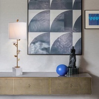 Lampe de Table en laiton, modèle créatif et Unique, avec Base en cristal blanc naturel, motif floral, Base en marbre, pour Buffet