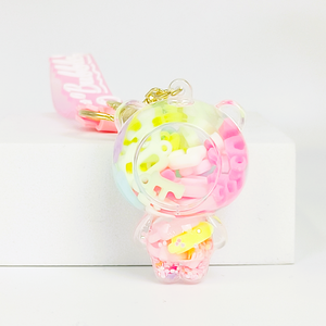 Porte-clés en acrylique avec perles lettres - Porte-clés couleur pastel scintillant pour sac à dos, sac à main, voiture, charmant cadeau avec perles alphabet - Product Image 6