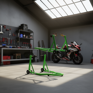 Soporte para Motocicleta DB, Capacidad de 1000 LB, Elevador de Rueda Delantera y Trasera, Acero Verde, para Motos Deportivas KTM, Usado - Product Image 2