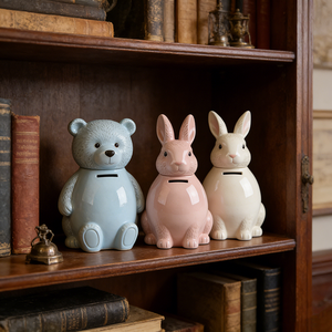 Tirelire en céramique portable de haute qualité, motif lapin et ours de dessin animé mignon, pour enfants, idéale pour cadeaux et décoration intérieure - Product Image 4