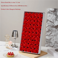 Aierflorist Fleurs artificielles en savon en forme de rose, 3 couches, 6,6*5,2 cm, 50 pièces, têtes de fleurs en savon faites à la main, souvenir pour mariage et anniversaire