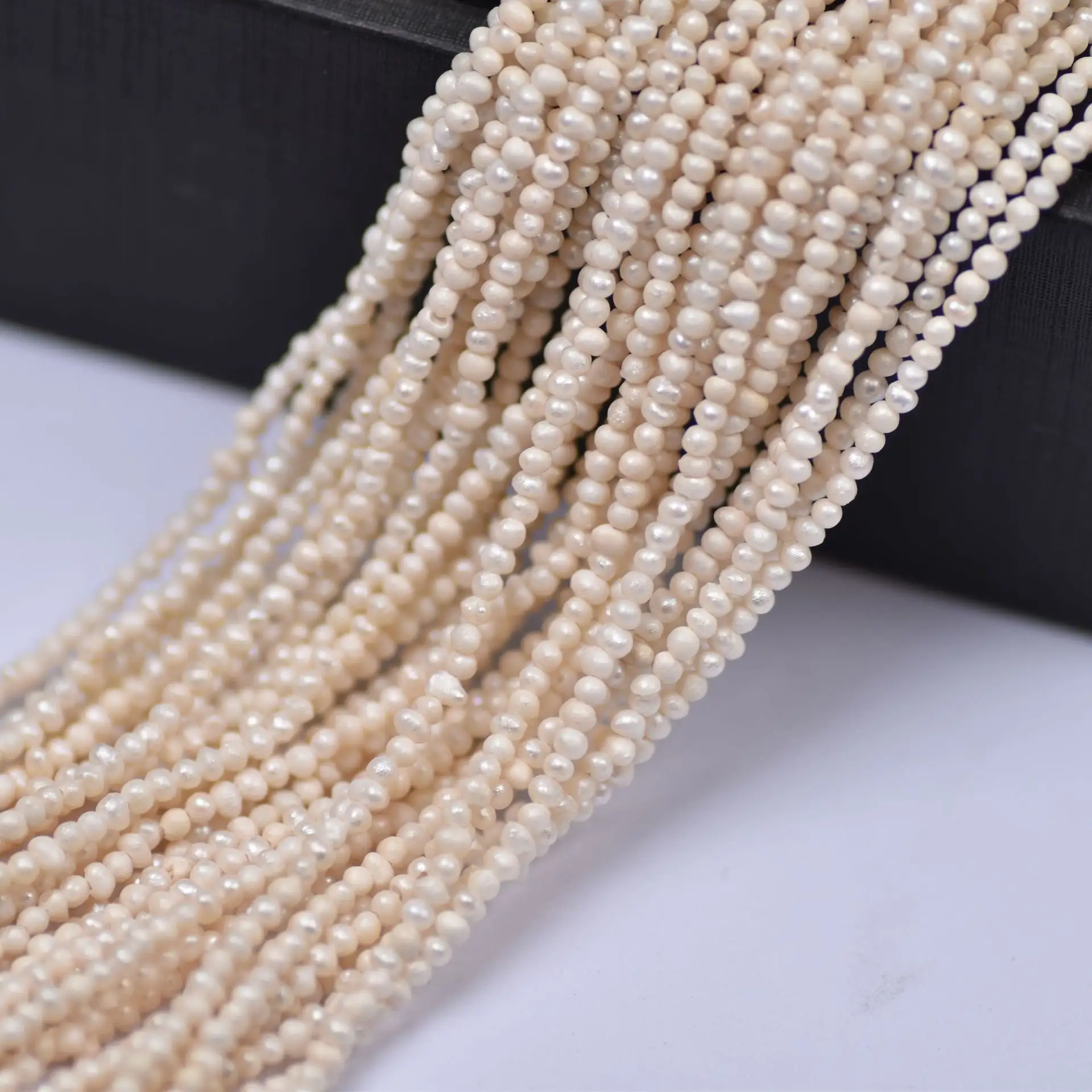 About 1.8-2.2mm vintage wood beads Natural fresh water punch dull small pearl semi-finished DIY jewelry beaded loose beads