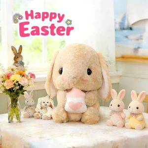 Peluche - Conejo Sentado de Orejas Caídas, Conejo Blanco de Pascua, Animal de Peluche con Zanahoria, Suave, Adorable y Realista, de Orejas Largas - Product Image 4