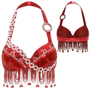 Haut de danse orientale pour femme, style halter, crop top, pour spectacles, fêtes, compétitions, Samba, Cha-Cha, soirées dansantes et soirées musicales en boîte de nuit - Product Image 2