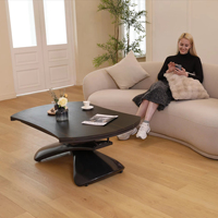 Table ronde moderne en céramique/verre et bois, réglable en hauteur et extensible, pour le café ou la salle à manger – Mobilier élégant pour la maison