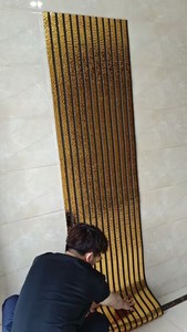 3D nội thất sang trọng kết cấu kim loại tự dính vàng tường trang trí bọt hình nền cuộn trang trí nhà tường Sticker - Product Image 2