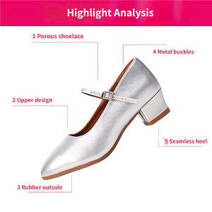 Chaussures de danse de salon à talon bas pour femmes, <span class=keywords><strong>salsa</strong></span>, latin, entraînement, style cubain, PU, vente directe d'usine - Product Image 2