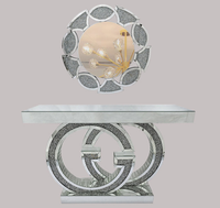 Matimi — console de luxe avec miroir en marbre, nouvelle conception, en argent, design moderne en diamant, pour couloir, table avec miroir