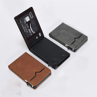 Tempat ponsel magnetik Vintage, dompet serat karbon, tempat kartu Rfid, dompet aman untuk pria