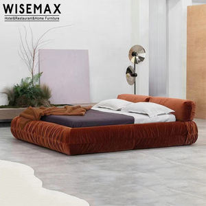 Muebles de cama con marco de madera sólida, tela de esponja, cama de matrimonio para dormitorio - Product Image 2