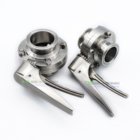 Vannes papillon en acier inoxydable SS304 à raccord Tri-Clamp avec poignée à gâchette