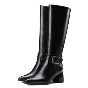 Women's Knee High <b>Boots</b> Chunky Block Heel Long <b>Boots</b> Pointed Toe Side Zipper Knight <b>Boots</b> Women Winter Shoes - Product Image 4