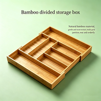 Organisateur de tiroir extensible en bambou naturel pour ustensiles de cuisine et fournitures de bureau, plateau de rangement multi-compartiments