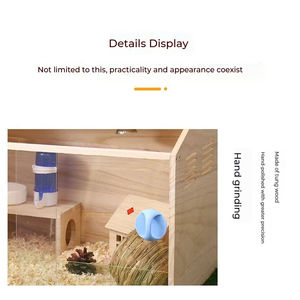 नए पोर्टेबल लकड़ी के हैमस्टर पिंजरे में सहायक शीर्ष छोटे जानवर छोटे जानवर गिनी सूअरों बिल्लियों कुत्ते ऐक्रेलिक शीट की विशेषता वाले कुत्ते - Product Image 4