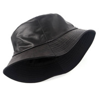Yukaihe Premium Kwaliteit PU Lederen Petten, Eenvoudige Lege PU Lederen Bucket Hats, Op Maat Gemaakte PU Lederen Bucket Hats