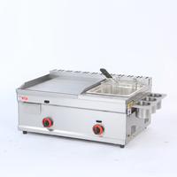 Gril à gaz GPL/GNL en acier inoxydable à double zone de contrôle, économe en énergie, pour friture de steaks commerciale, rôtissage et machine à nouilles froides