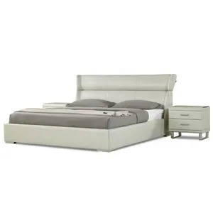 Modern Design Queen and King Size Leather Upholstered Platform Bed Sleek Villa Up-Holstered Beds