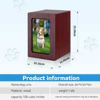 Venta caliente negro mascota perro madera Memorial cremación urna mascota cremación caja para animales pequeños