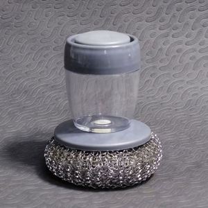 Automatic Liquid Soap Dispenser <b>Plastic</b> <b>Kitchen</b> Dishwashing Brush with Palm Handle Removable Nylon Brush Eco-Friendly - Product Image 5
